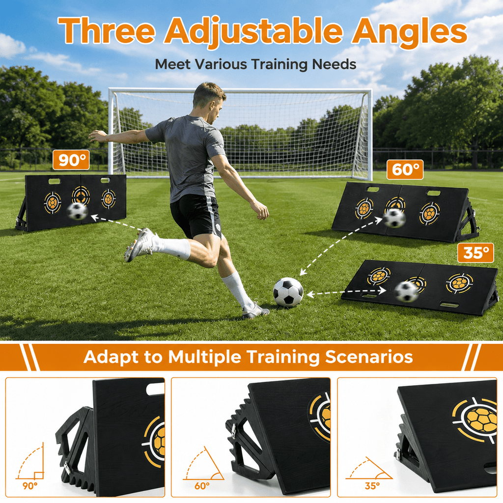 3-in-1 Soccer Rebounder Board, HDPE Foldable Soccer Trainer with Portable Design for Passing, Shooting & Ball Control Training Indoor Outdoor