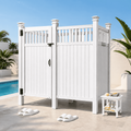 2-Person Outdoor Shower Enclosure, Weatherproof Changing Room Privacy Shower Stall with Galvanized Metal Panels, Locking Door, Shelves & Hooks for Poolside, Beach