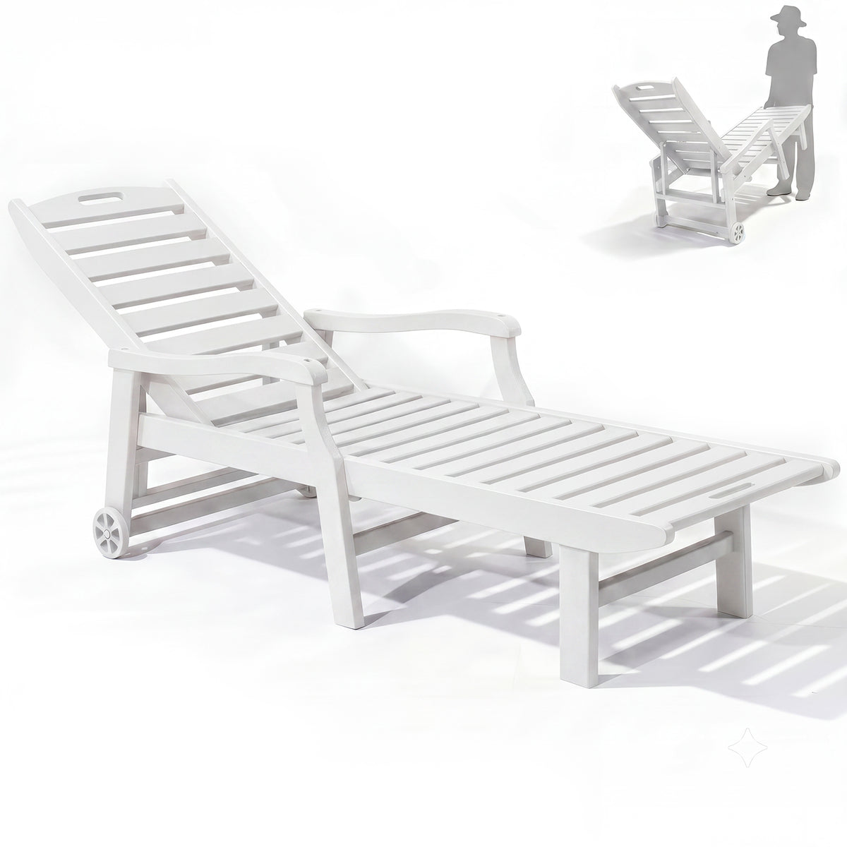 4 Pcs HDPE Patio Chaise Lounge Chair, Outdoor Reclining Pool Chair w/ Adjustable Backrest, for Patio, Deck, Backyard Aruba