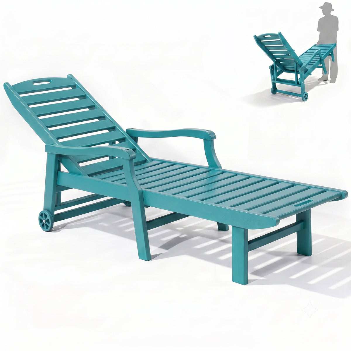 4 Pcs HDPE Patio Chaise Lounge Chair, Outdoor Reclining Pool Chair w/ Adjustable Backrest, for Patio, Deck, Backyard Aruba