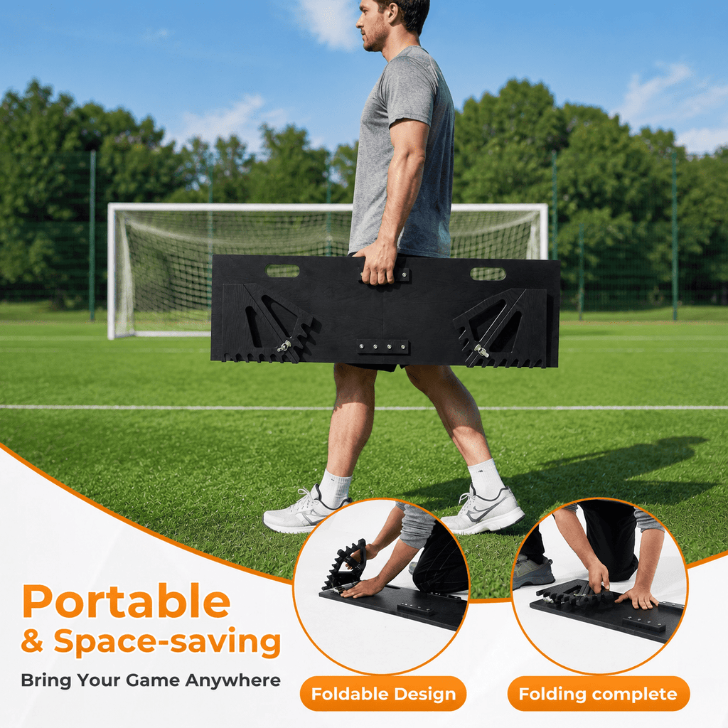 3-in-1 Soccer Rebounder Board, HDPE Foldable Soccer Trainer with Portable Design for Passing, Shooting & Ball Control Training Indoor Outdoor