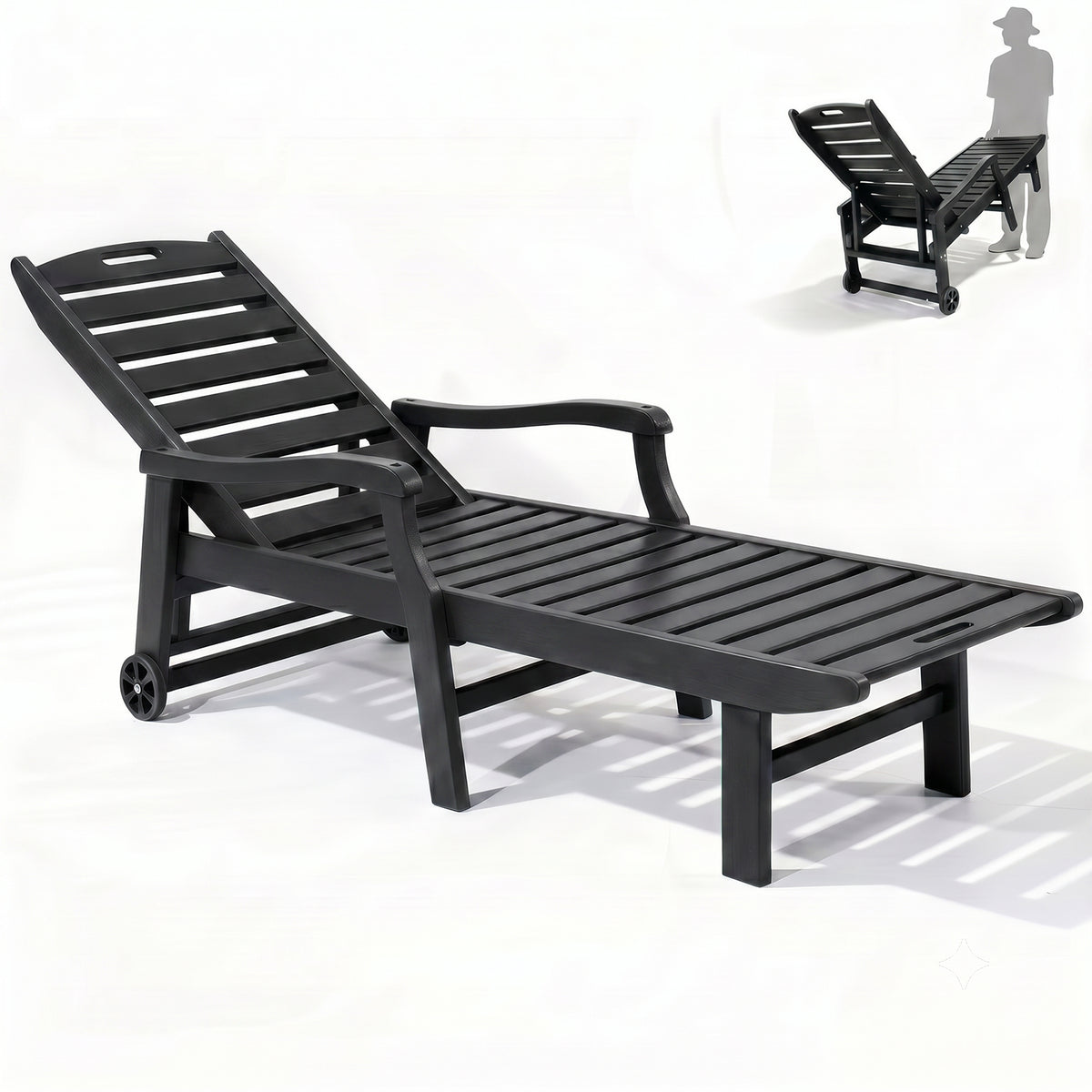 4 Pcs HDPE Patio Chaise Lounge Chair, Outdoor Reclining Pool Chair w/ Adjustable Backrest, for Patio, Deck, Backyard Aruba