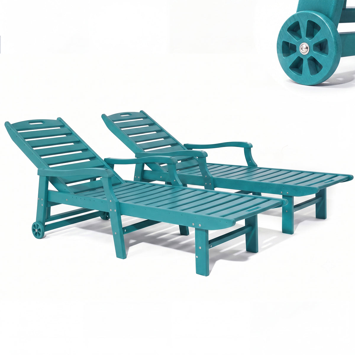 4 Pcs HDPE Patio Chaise Lounge Chair, Outdoor Reclining Pool Chair w/ Adjustable Backrest, for Patio, Deck, Backyard Aruba