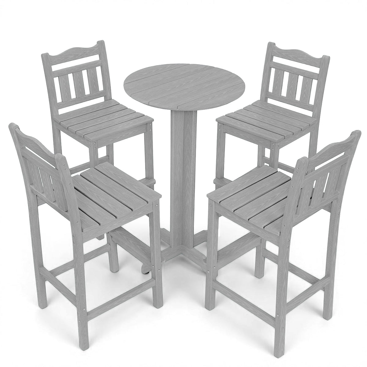 Outdoor Bar Stools Set of 2, HDPE Adirondack Bar Height Chairs w/ Backrest, All-Weather Patio Chairs for Balcony, Deck, Poolside, Bistro & Backyard (Aruba)