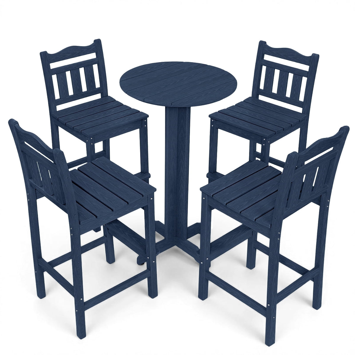 Outdoor Bar Stools Set of 2, HDPE Adirondack Bar Height Chairs w/ Backrest, All-Weather Patio Chairs for Balcony, Deck, Poolside, Bistro & Backyard (Aruba)