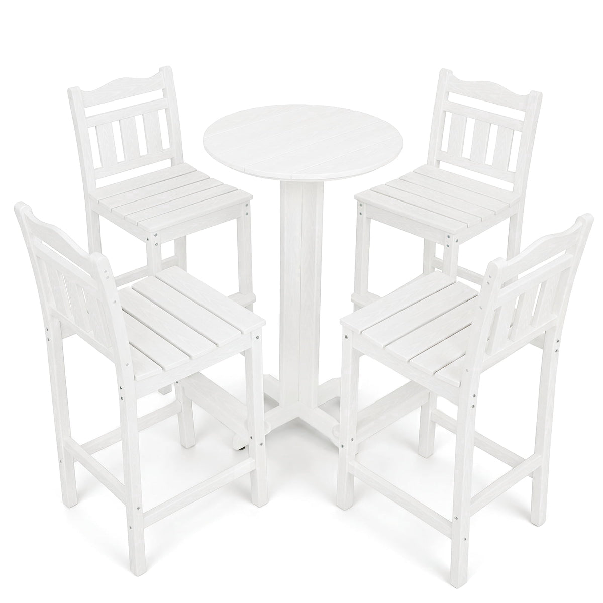 Outdoor Bar Stools Set of 2, HDPE Adirondack Bar Height Chairs w/ Backrest, All-Weather Patio Chairs for Balcony, Deck, Poolside, Bistro & Backyard (Aruba)