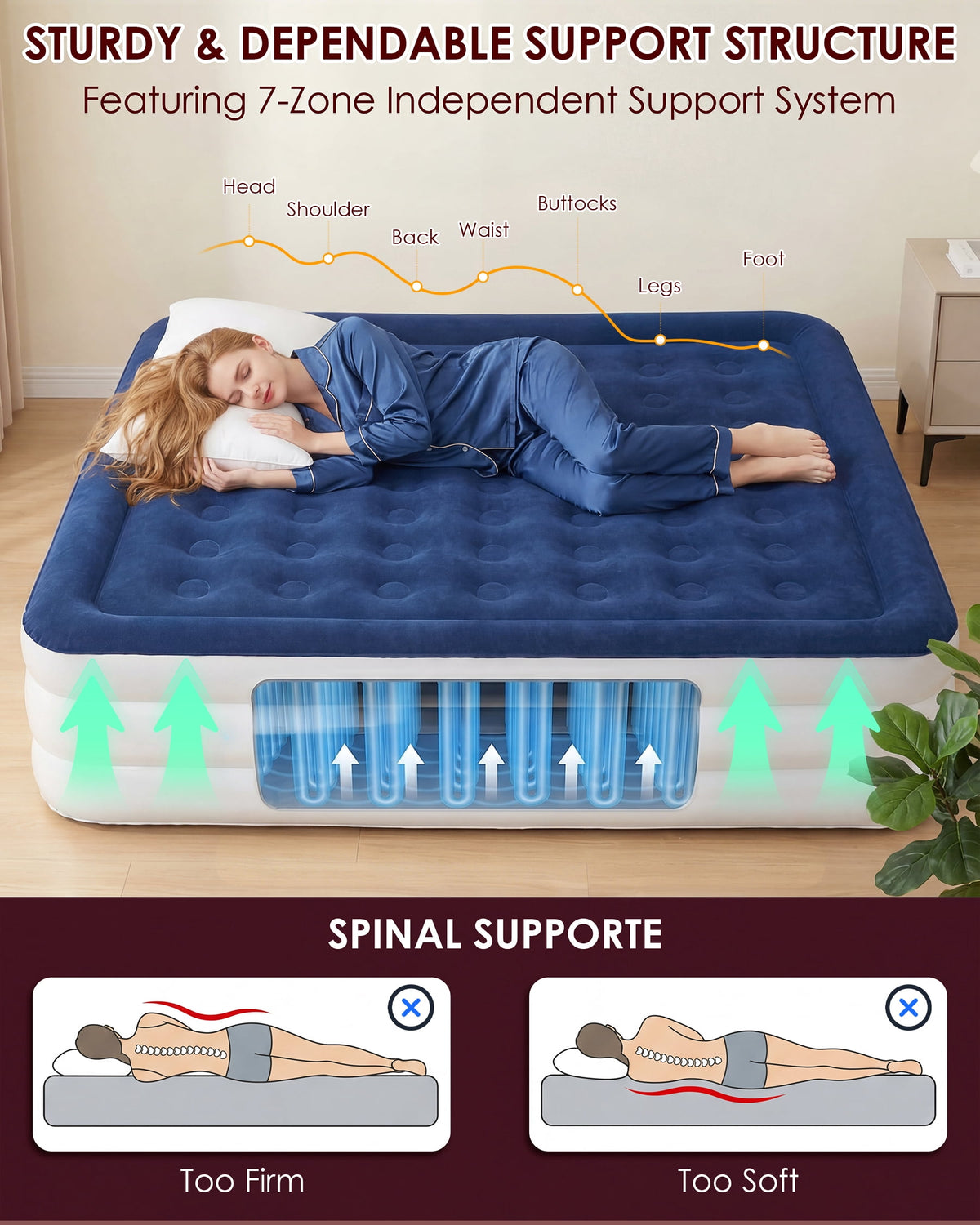 ZEOPHOL King Air Mattress with Built-in Electric Pump, 18" Raised Air Bed, Fast Inflation Portable Inflatable Mattress for Guests, Home, Travel & Outdoor Use