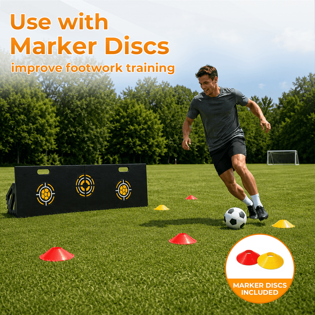 3-in-1 Soccer Rebounder Board, HDPE Foldable Soccer Trainer with Portable Design for Passing, Shooting & Ball Control Training Indoor Outdoor