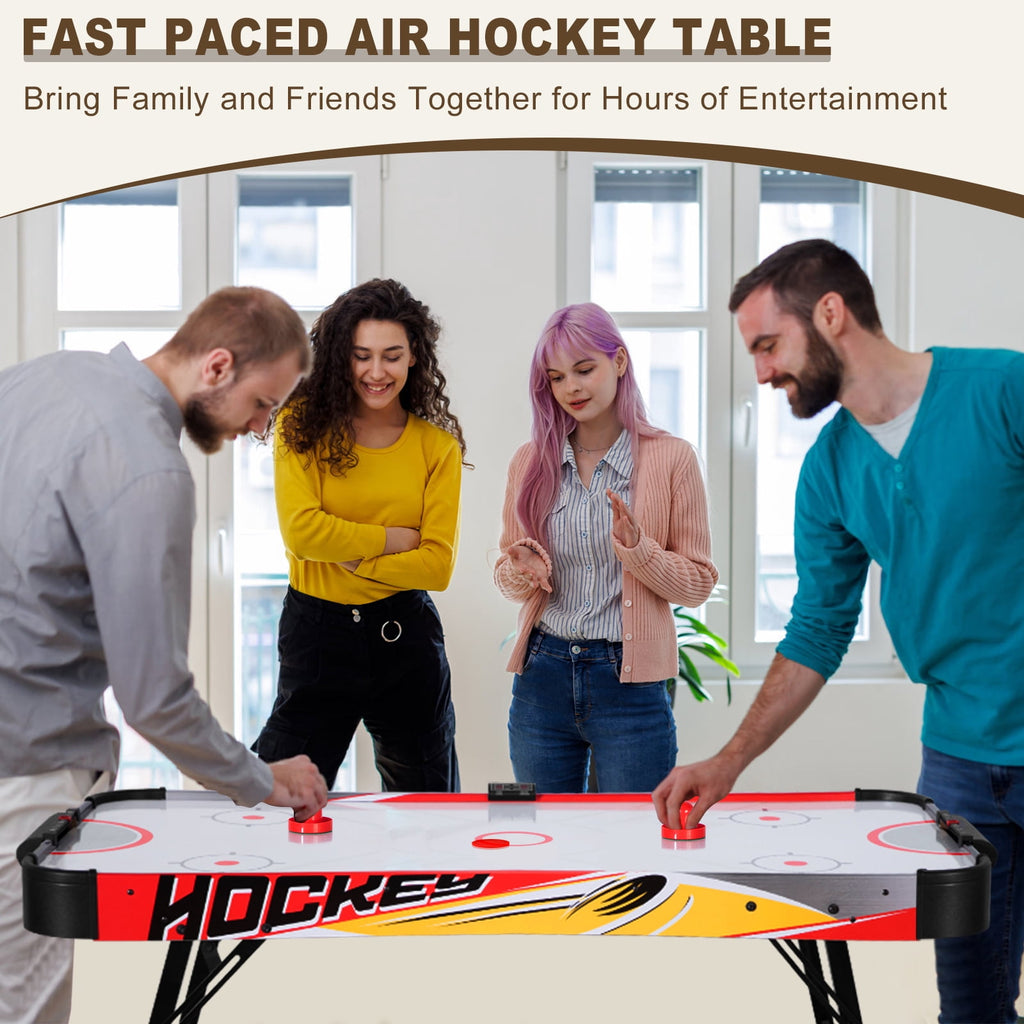 54" Foldable Air Hockey Table, LED Arcade Game Table with 2 Pucks & 2 Pushers, Powerful Air Motor, Indoor Hockey Game for Kids & Adults, Home Game Room