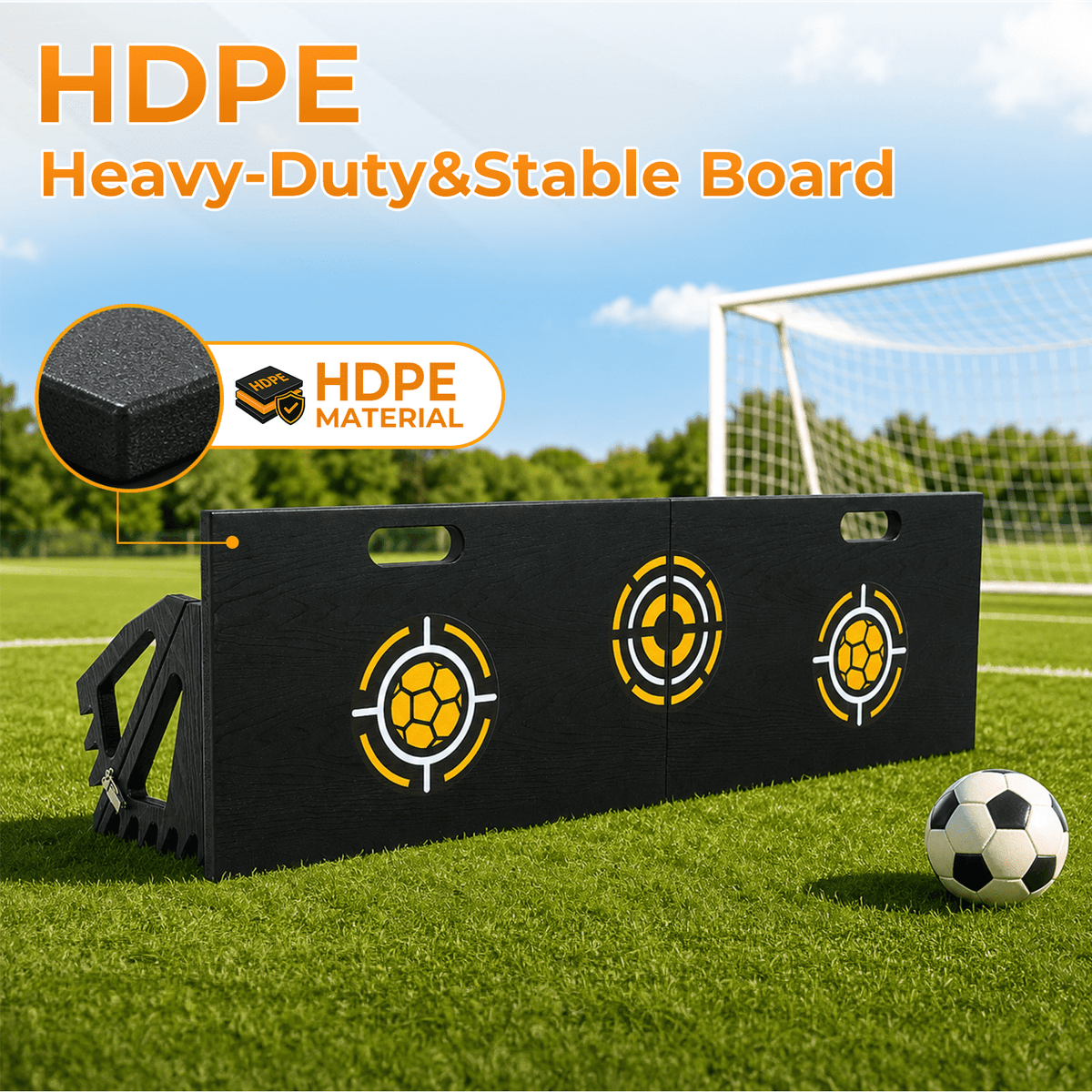 3-in-1 Soccer Rebounder Board, HDPE Foldable Soccer Trainer with Portable Design for Passing, Shooting & Ball Control Training Indoor Outdoor