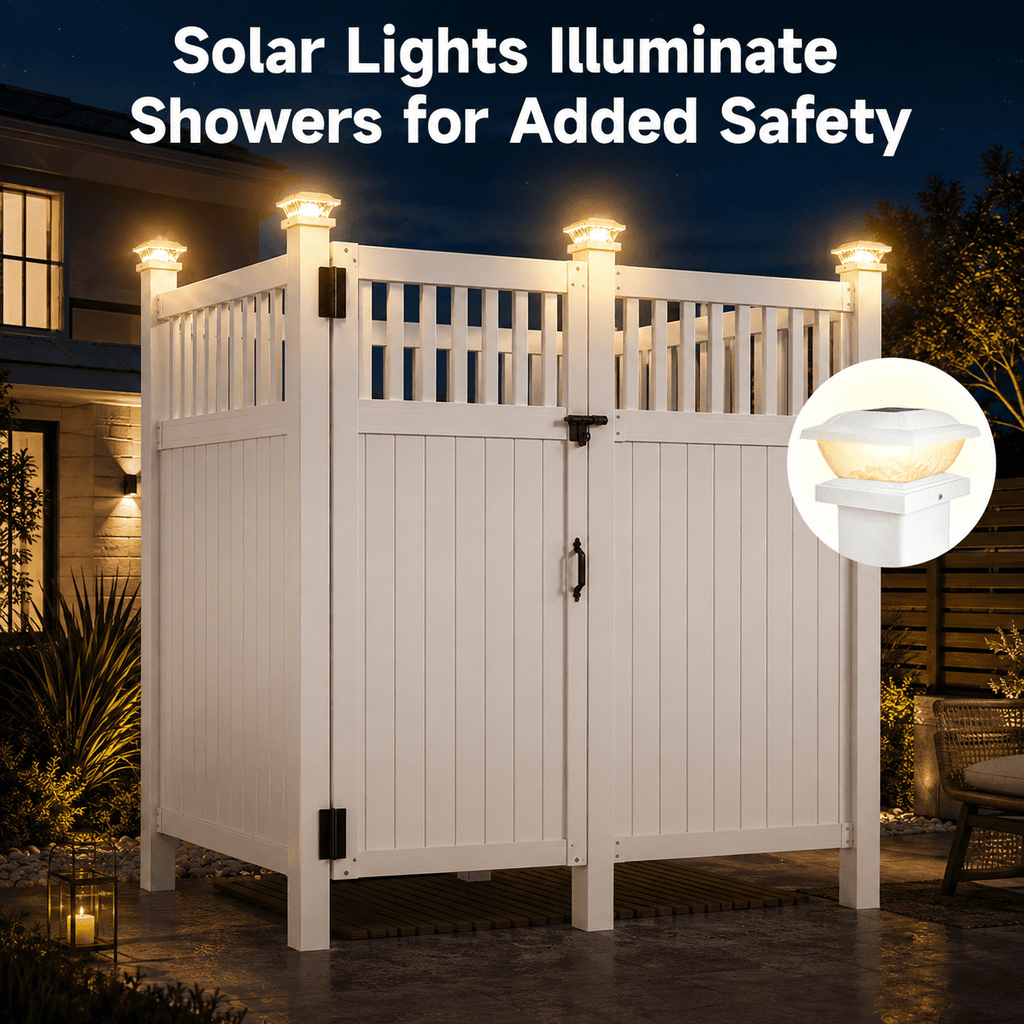 2-Person Outdoor Shower Enclosure, Weatherproof Changing Room Privacy Shower Stall with Galvanized Metal Panels, Locking Door, Shelves & Hooks for Poolside, Beach
