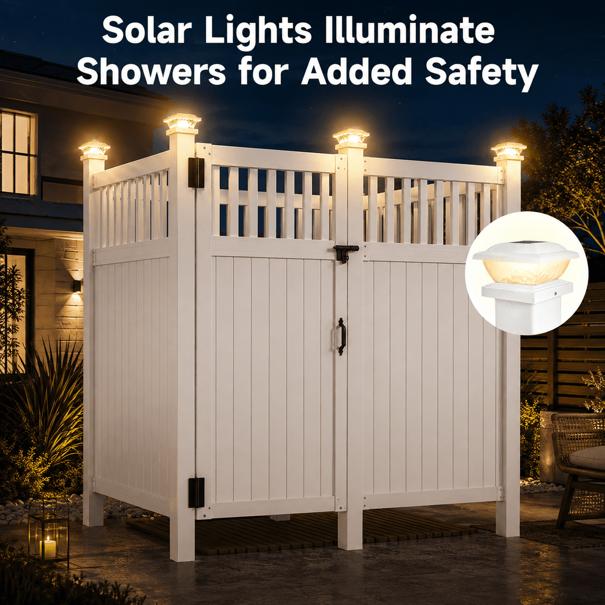2-Person Outdoor Shower Enclosure, Weatherproof Changing Room Privacy Shower Stall with Galvanized Metal Panels, Locking Door, Shelves & Hooks for Poolside, Beach