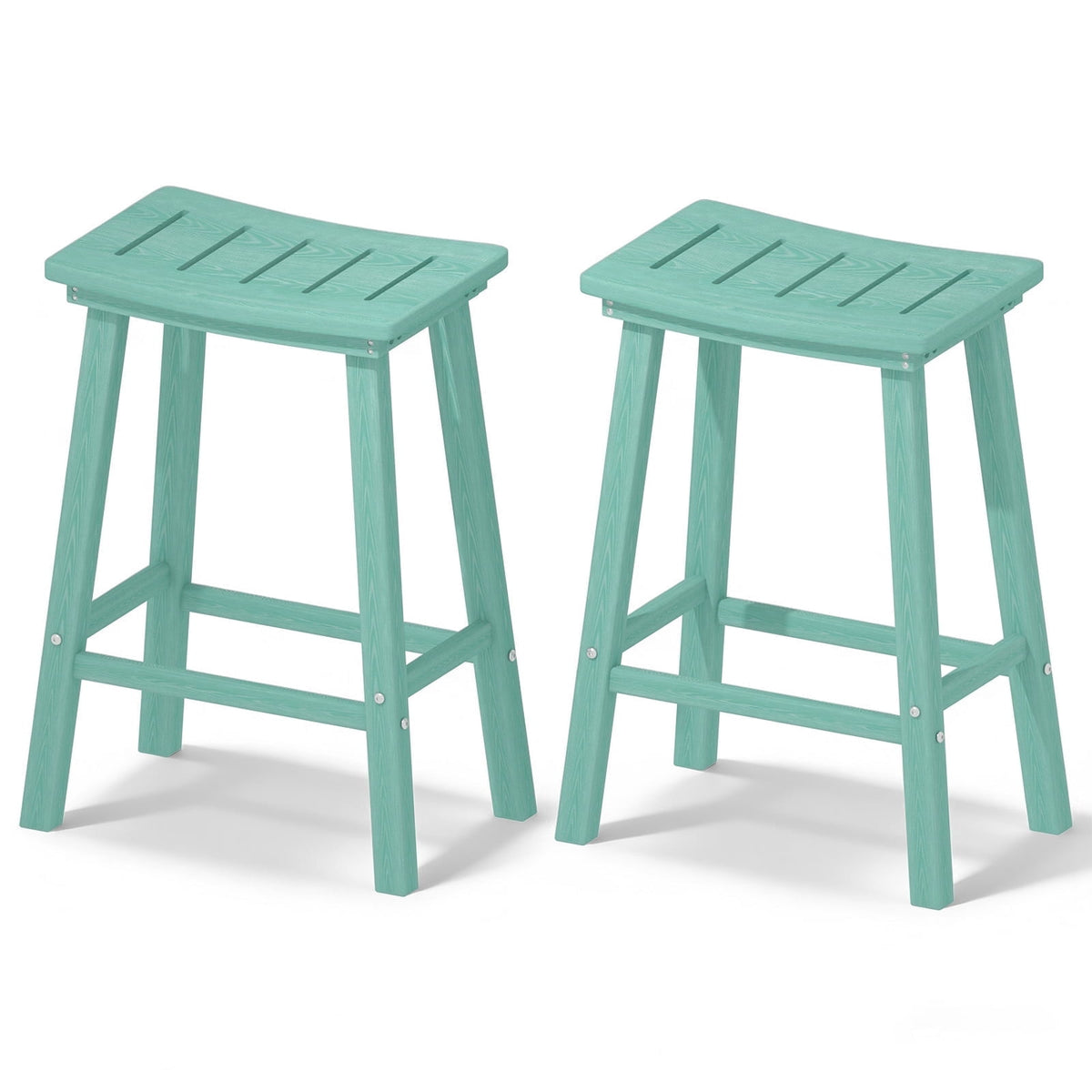 Outdoor Bar Stools Set of 2, 29 Inch Counter Bar Height HDPE Patio Stools, 500 lbs Heavy Duty Saddle Seat Bar Chairs for Kitchen Island, Balcony & Backyard (Navy Blue)