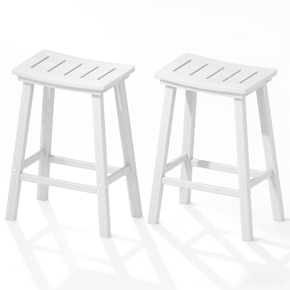 Outdoor Bar Stools Set of 2, 29 Inch Counter Bar Height HDPE Patio Stools, 500 lbs Heavy Duty Saddle Seat Bar Chairs for Kitchen Island, Balcony & Backyard (Navy Blue)