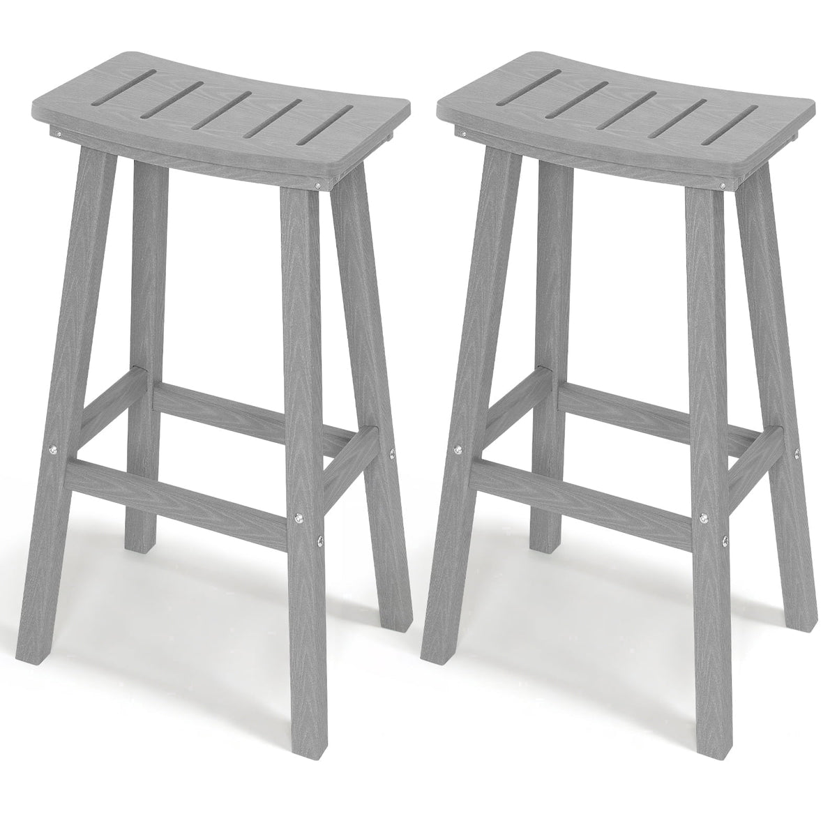 Outdoor Bar Stools Set of 2, 29 Inch Counter Bar Height HDPE Patio Stools, 500 lbs Heavy Duty Saddle Seat Bar Chairs for Kitchen Island, Balcony & Backyard (Navy Blue)