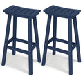 Outdoor Bar Stools Set of 2, 29 Inch Counter Bar Height HDPE Patio Stools, 500 lbs Heavy Duty Saddle Seat Bar Chairs for Kitchen Island, Balcony & Backyard (Navy Blue)