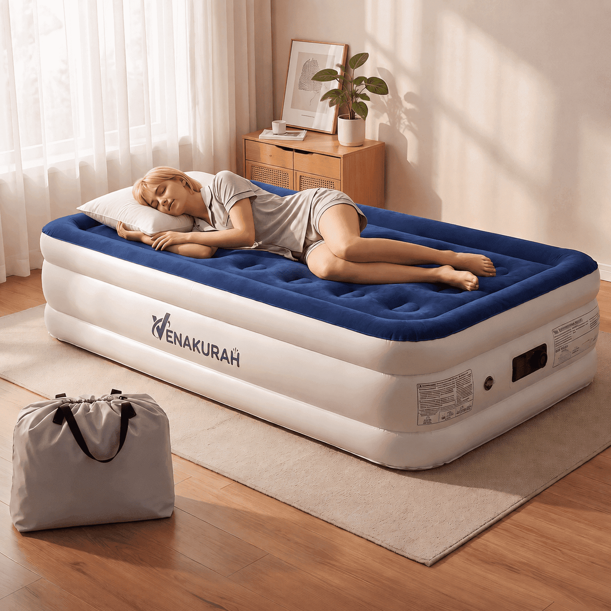 ZEOPHOL King Air Mattress with Built-in Electric Pump, 18" Raised Air Bed, Fast Inflation Portable Inflatable Mattress for Guests, Home, Travel & Outdoor Use