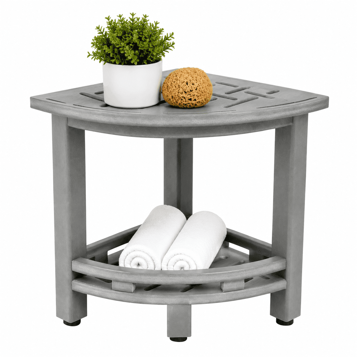 ZEOPHOL HDPE Shower Bench, Shower Stool with Handle & Storage Shelf, Bathroom Shower Seat for Inside Shower, Shaving Legs & Daily Bathing, Black