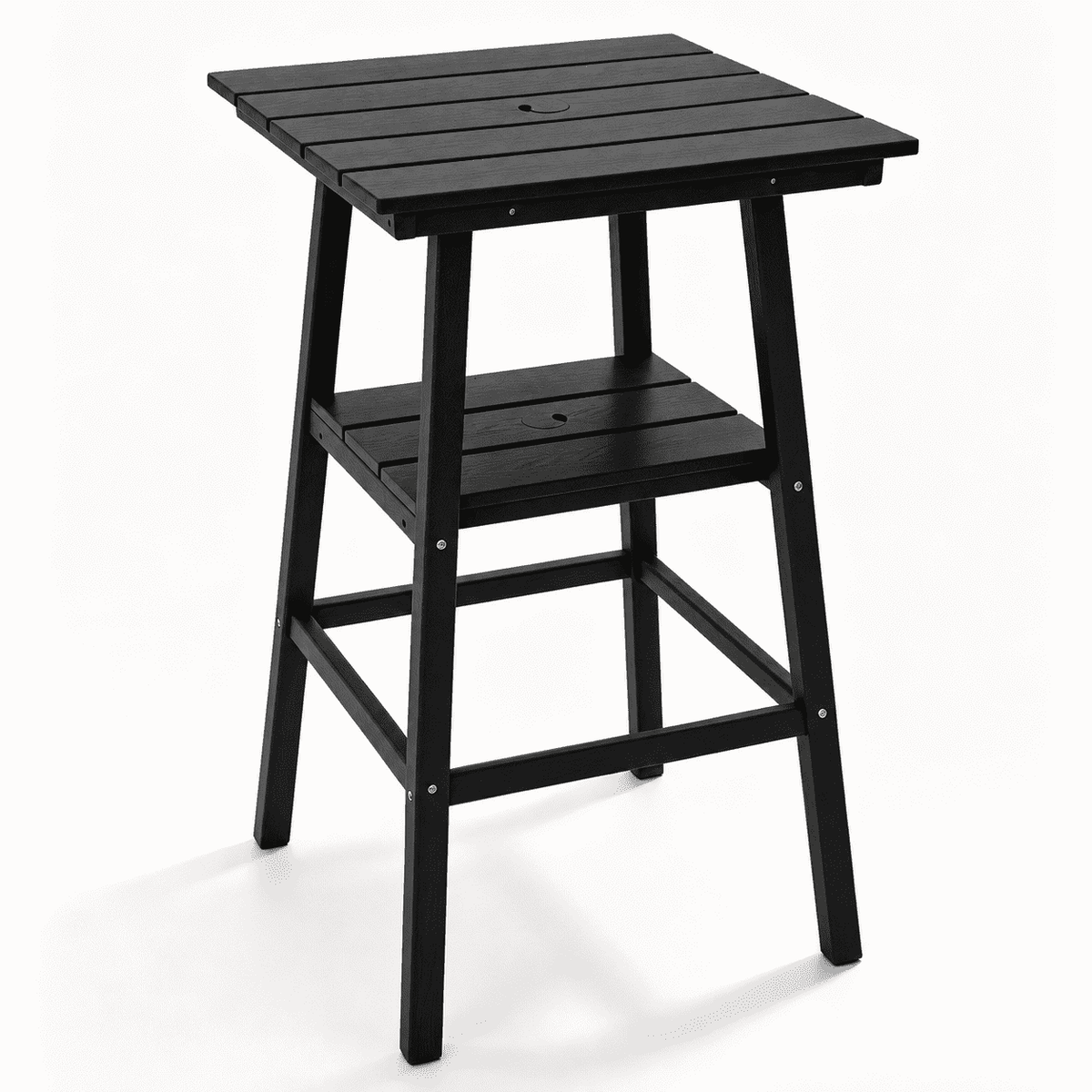 ZEOPHOL Outdoor Bar Table, 2-Tier HDPE Bar Height Table with Storage Shelf, Tall Patio Pub Table for Backyard, Poolside & Balcony Gray