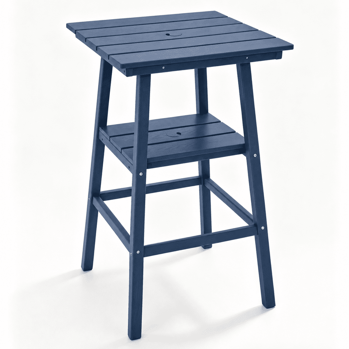 ZEOPHOL Outdoor Bar Table, 2-Tier HDPE Bar Height Table with Storage Shelf, Tall Patio Pub Table for Backyard, Poolside & Balcony Gray