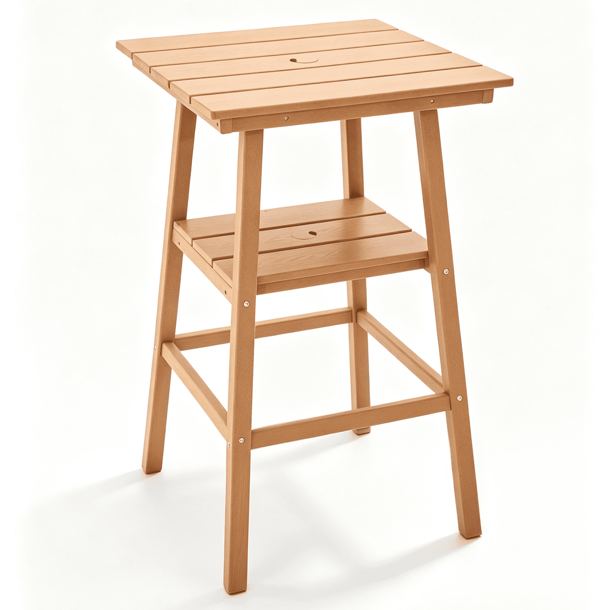 ZEOPHOL Outdoor Bar Table, 2-Tier HDPE Bar Height Table with Storage Shelf, Tall Patio Pub Table for Backyard, Poolside & Balcony Gray