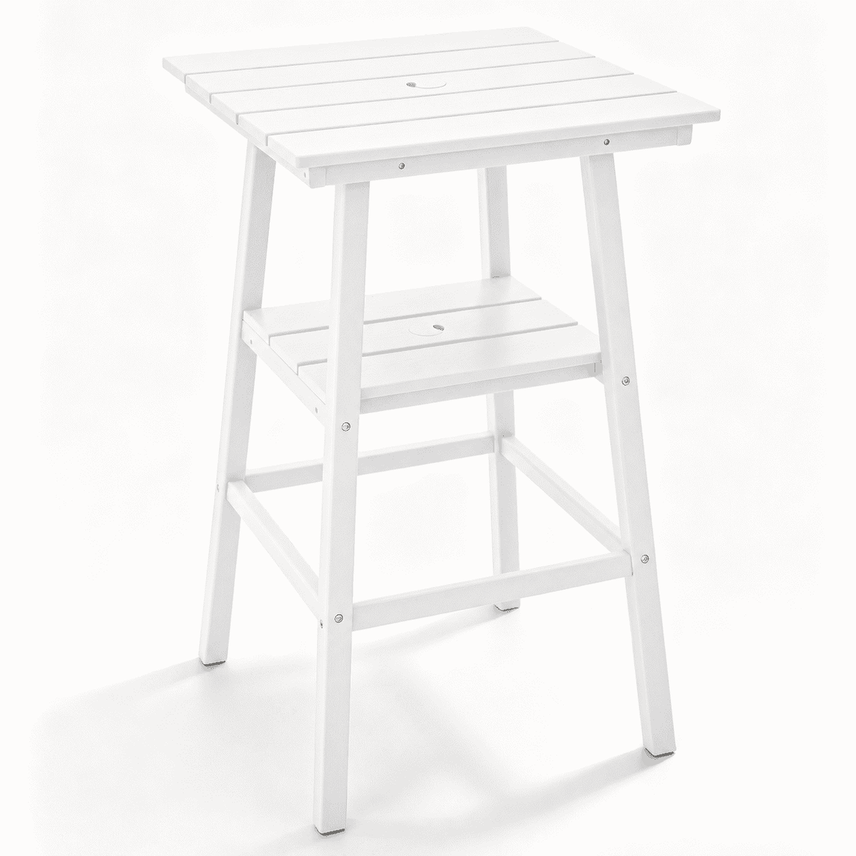 ZEOPHOL Outdoor Bar Table, 2-Tier HDPE Bar Height Table with Storage Shelf, Tall Patio Pub Table for Backyard, Poolside & Balcony Gray