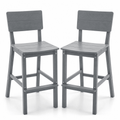 ZEOPHOL HDPE Outdoor Bar Stools Set of 2, Patio Bar Height Chairs with Footrests, All-Weather Wood-Grain Design, 304 Stainless Steel Gray