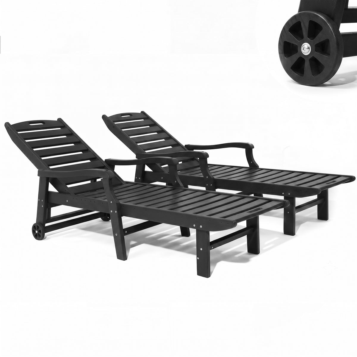 4 Pcs HDPE Patio Chaise Lounge Chair, Outdoor Reclining Pool Chair w/ Adjustable Backrest, for Patio, Deck, Backyard Aruba