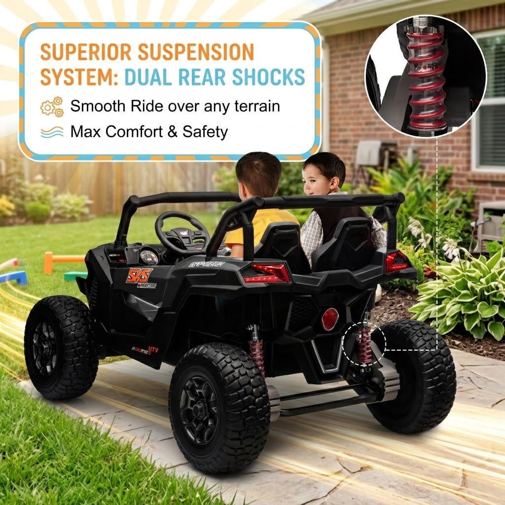 ZEOPHOL 24V Kids Ride On UTV, 2 Seater Electric Ride On Car with LED Lights, Battery Powered Vehicle for Boys & Girls Black